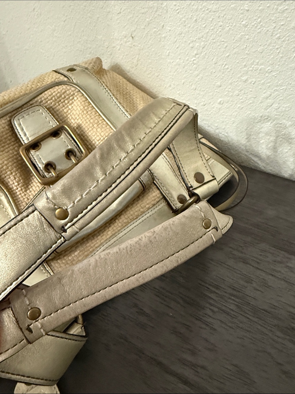 Coach Legacy Vintage Straw Metallic Gold Leather Tote Bag M05K-113 - Picture 13 of 15